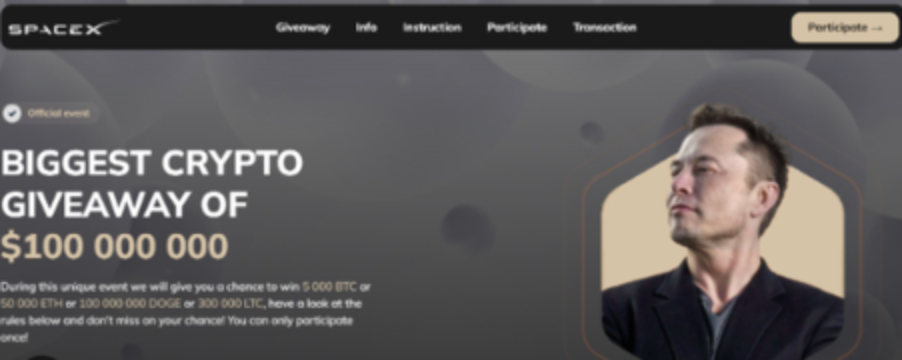 Giveaway scam graphic using Elon Musk as the celebrity bait