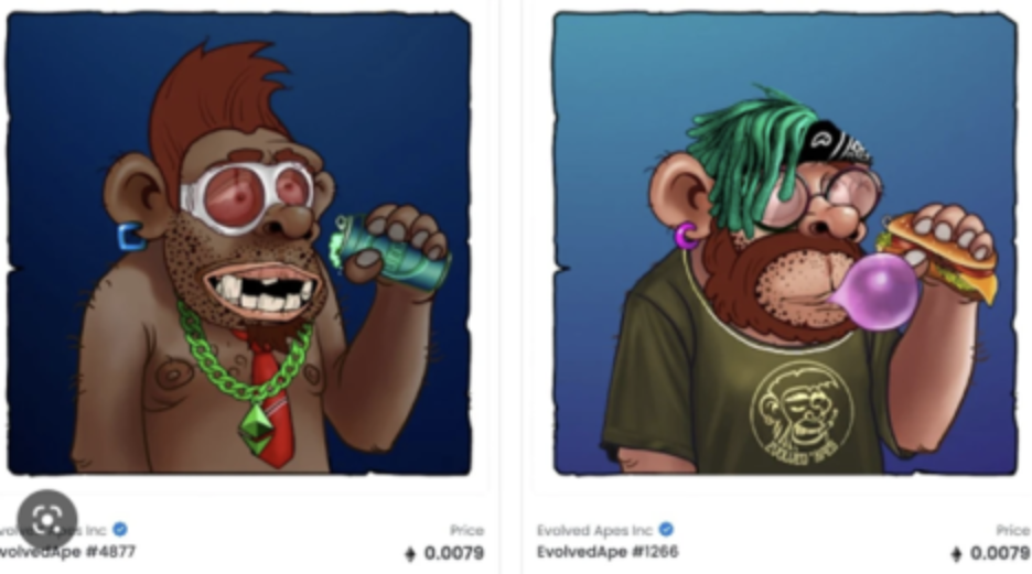 Two NFT ape avatar collection images