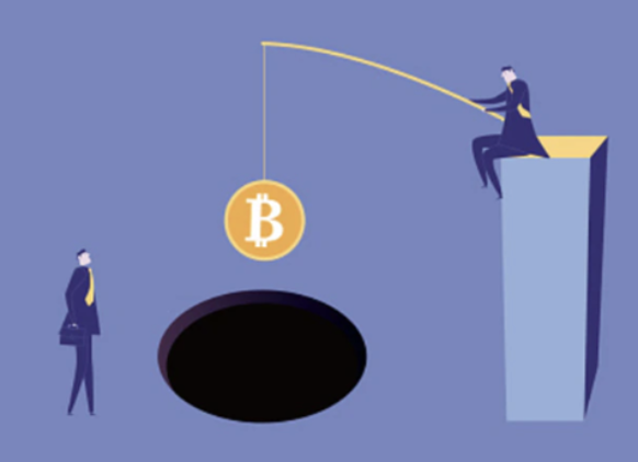 Phishing scam illustration targeting a crypto wallet